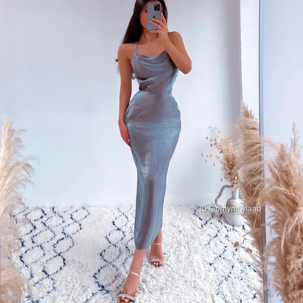 ZARA back laced slip dress